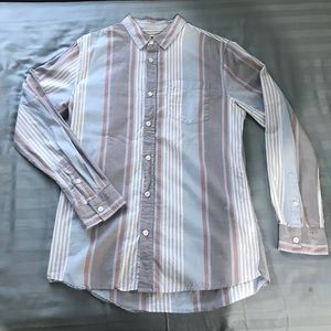 Long Sleeve Vintage Striped Button-Down Shirt